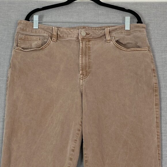 R Jeans Super High Rise Jeans Cropped Raw Hem Sz 34 Petite Skater Length Brown - Picture 2 of 11